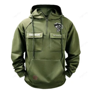 Muscle Car Hoodie Tactical Quarter Zip, Hoodie Exclusive Logo For Muscle Car Fan - Army Green