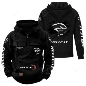 Muscle Car Hoodie Tactical Quarter Zip, Hoodie Exclusive Logo For Muscle Car Fan - Black