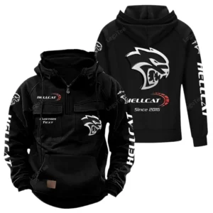 Muscle Car Hoodie Tactical Quarter Zip, Hoodie Exclusive Logo For Muscle Car Fan - Black