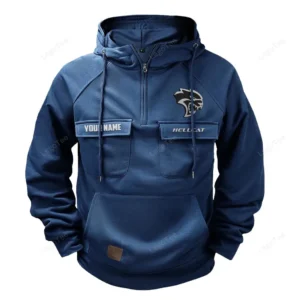 Muscle Car Hoodie Tactical Quarter Zip, Hoodie Exclusive Logo For Muscle Car Fan - Dark Blue