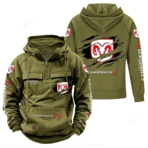 Muscle Auto Hoodie Tactical Quarter Zip, Hoodie Exclusive Logo For Muscle Auto Lovers - Army Green CAR122021425059-1