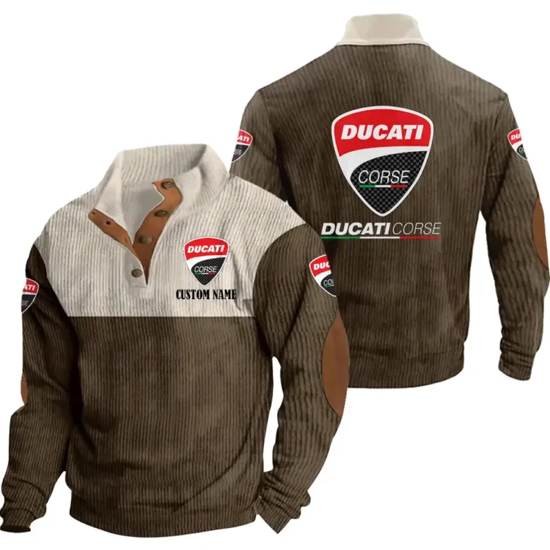 Racing Car Men's Stand Up Collar Base Shirt, Collar Hoodie Exclusive Logo For Car Motorcycles Fans CAR20012063 - Brown