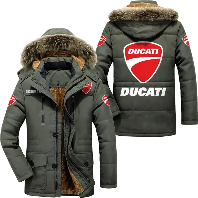 Racing Auto Parka hoodie, Coat with Hood Exclusive Logo For Car Motorcycles Lovers CAR7002082086 - Army Green