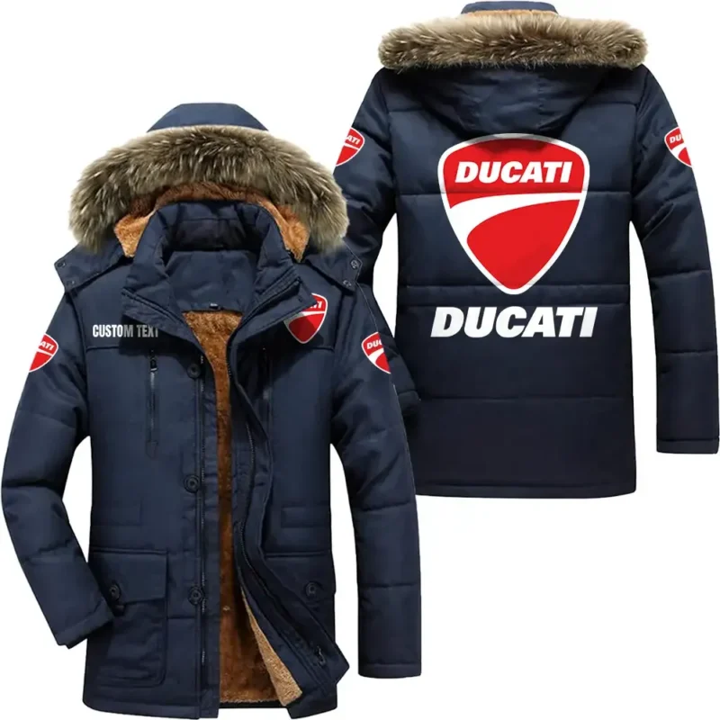 Racing Auto Parka hoodie, Coat with Hood Exclusive Logo For Car Motorcycles Lovers CAR7002082086 - Navy