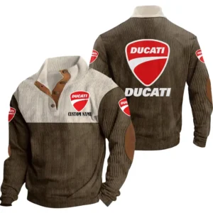 Racing Auto Men's Stand Up Collar Base Shirt, Collar Hoodie Exclusive Logo For Car Motorcycles Fans CAR20012064 - Brown