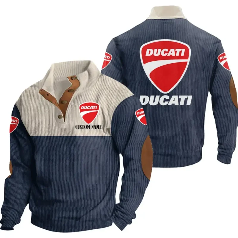 Racing Auto Men's Stand Up Collar Base Shirt, Collar Hoodie Exclusive Logo For Car Motorcycles Fans CAR20012064 - Navy Blue