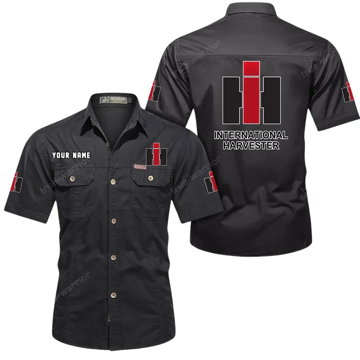 Farm Tractor Lovers Gift Short Sleeved Shirt, Button Up Shirt Exclusive Logo For Car Owners CAR444052625893 - Black