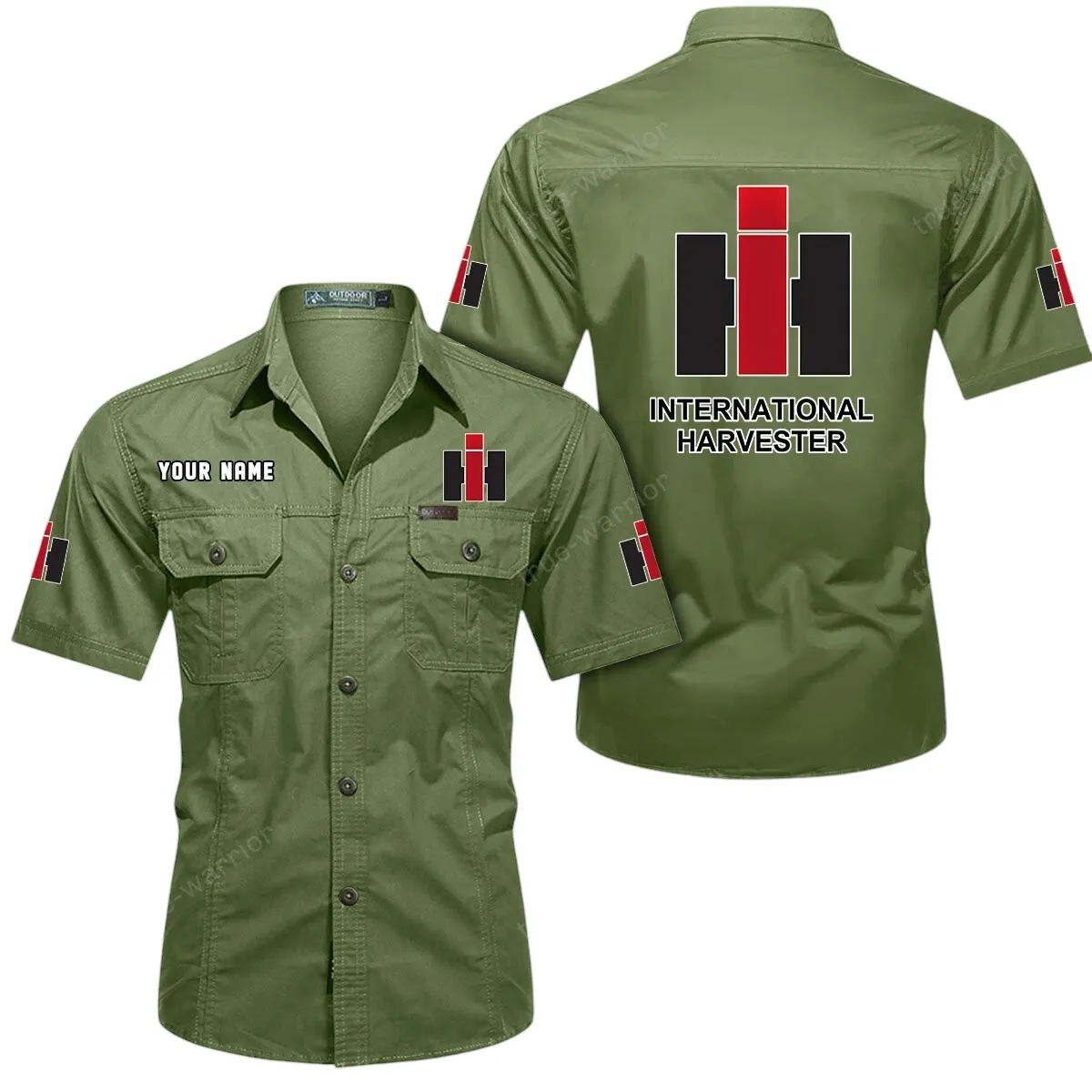 Farm Tractor Lovers Gift Short Sleeved Shirt, Button Up Shirt Exclusive Logo For Car Owners CAR444052625893 - Fruit Green