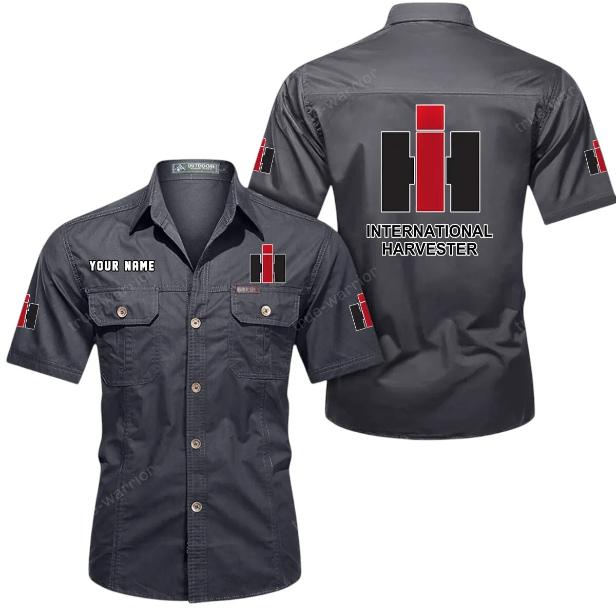 Farm Tractor Lovers Gift Short Sleeved Shirt, Button Up Shirt Exclusive Logo For Car Owners CAR444052625893 - Gray