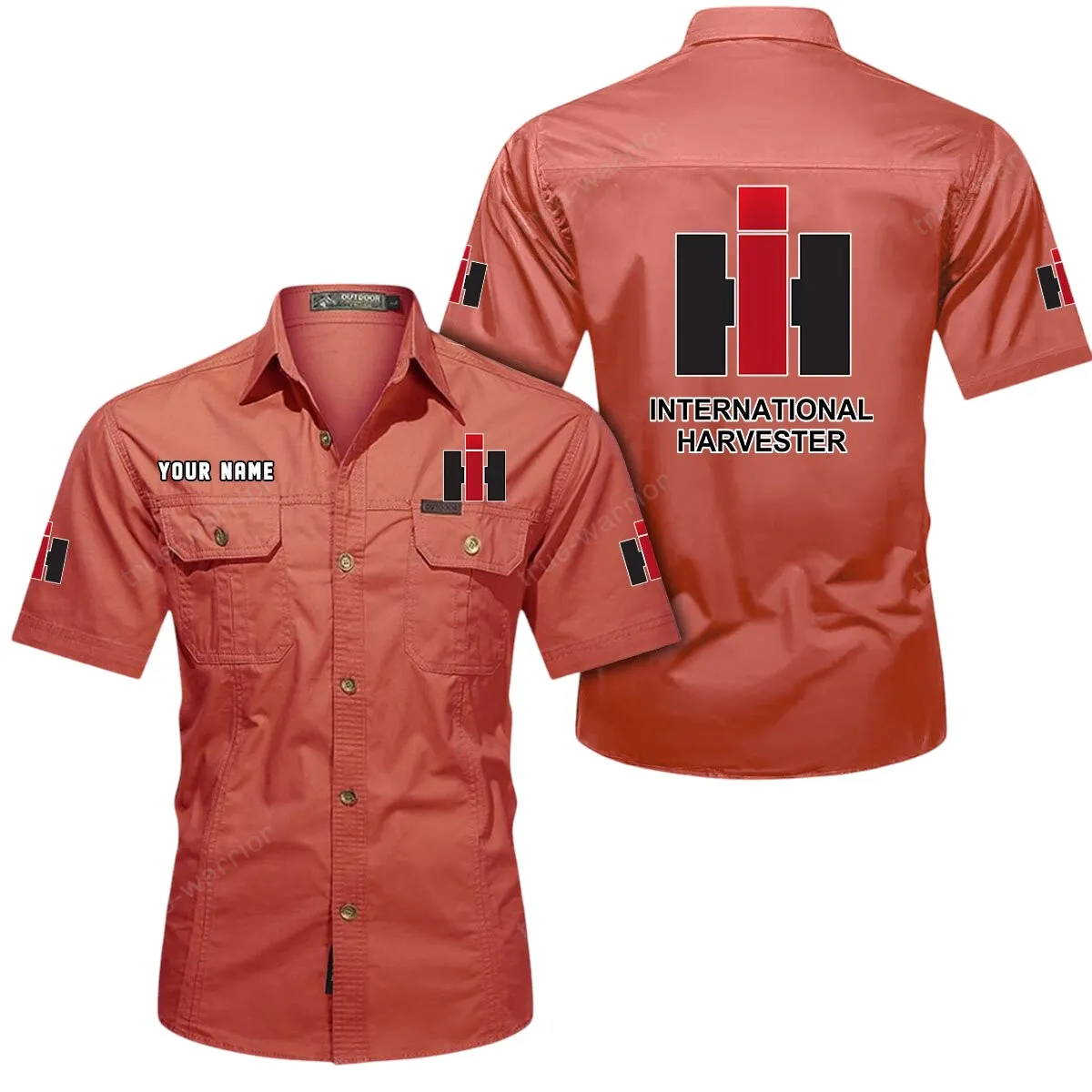 Farm Tractor Lovers Gift Short Sleeved Shirt, Button Up Shirt Exclusive Logo For Car Owners CAR444052625893 - Red