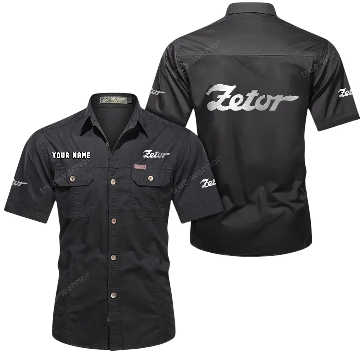 Farm Tractor Lovers Gift Short Sleeved Shirt, Button Up Shirt Exclusive Logo For Car Owners CAR444052625895 - Black