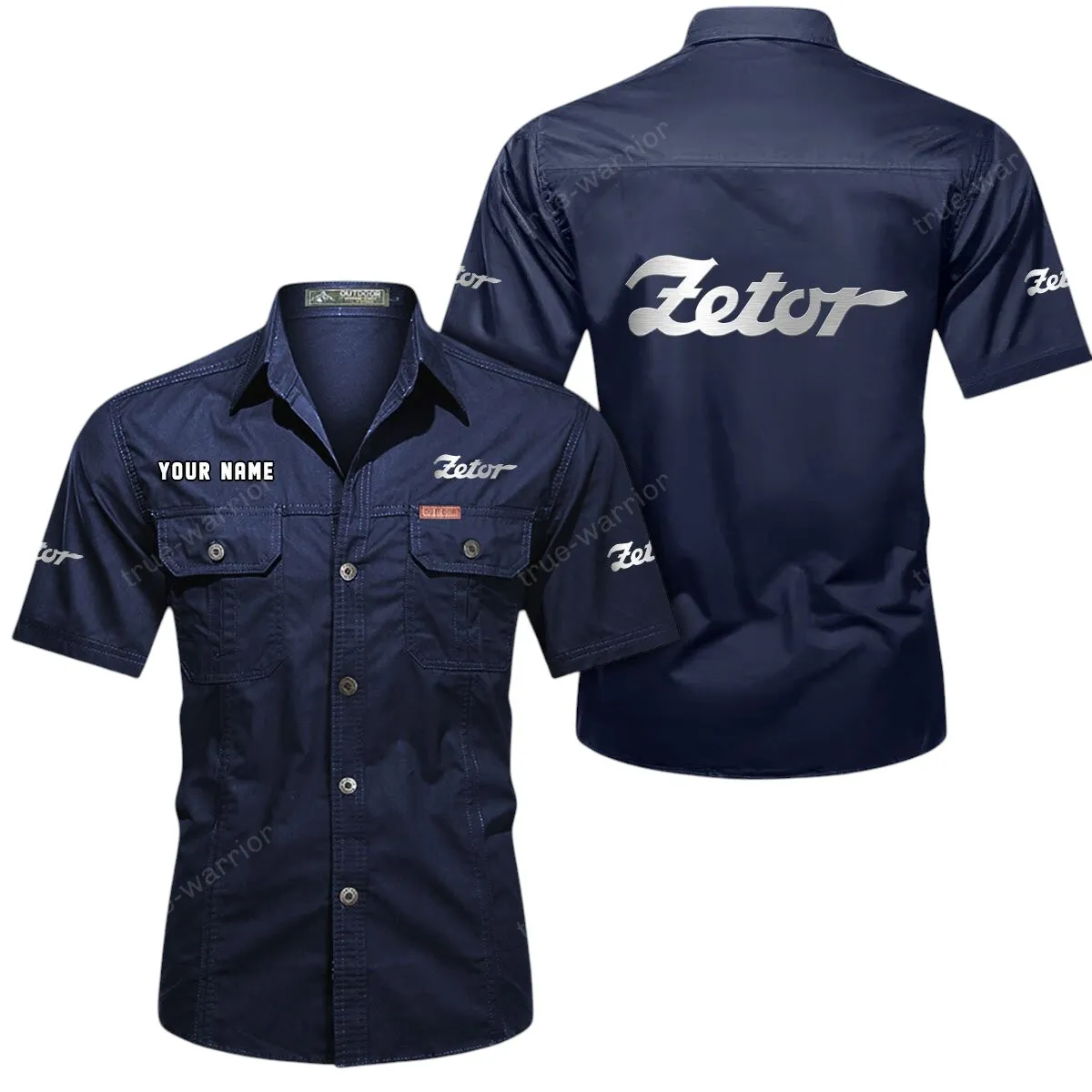 Farm Tractor Lovers Gift Short Sleeved Shirt, Button Up Shirt Exclusive Logo For Car Owners CAR444052625895 - Dark Blue