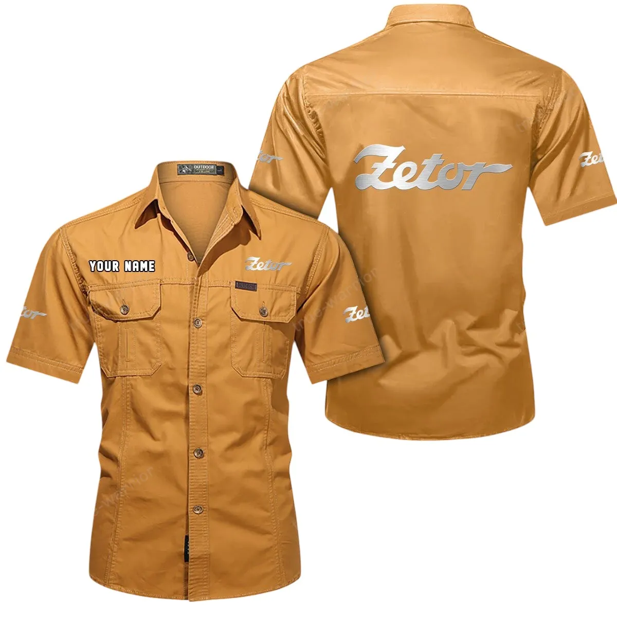 Farm Tractor Lovers Gift Short Sleeved Shirt, Button Up Shirt Exclusive Logo For Car Owners CAR444052625895 - Turmeric
