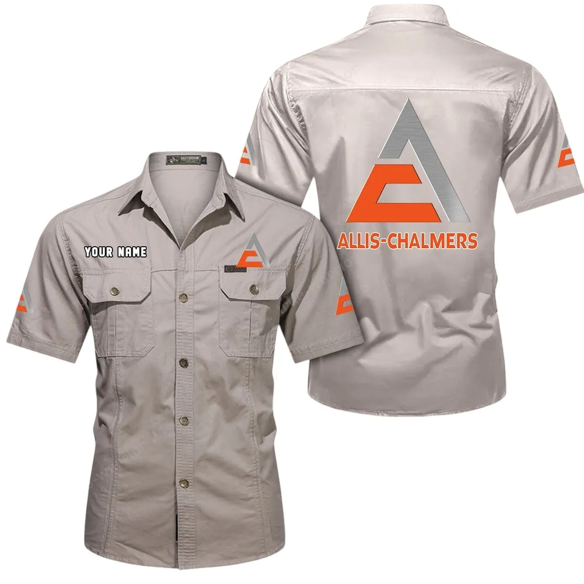 Farm Tractor Lovers Gift Short Sleeved Shirt, Button Up Shirt Exclusive Logo For Car Owners CAR444052625957 - Beige