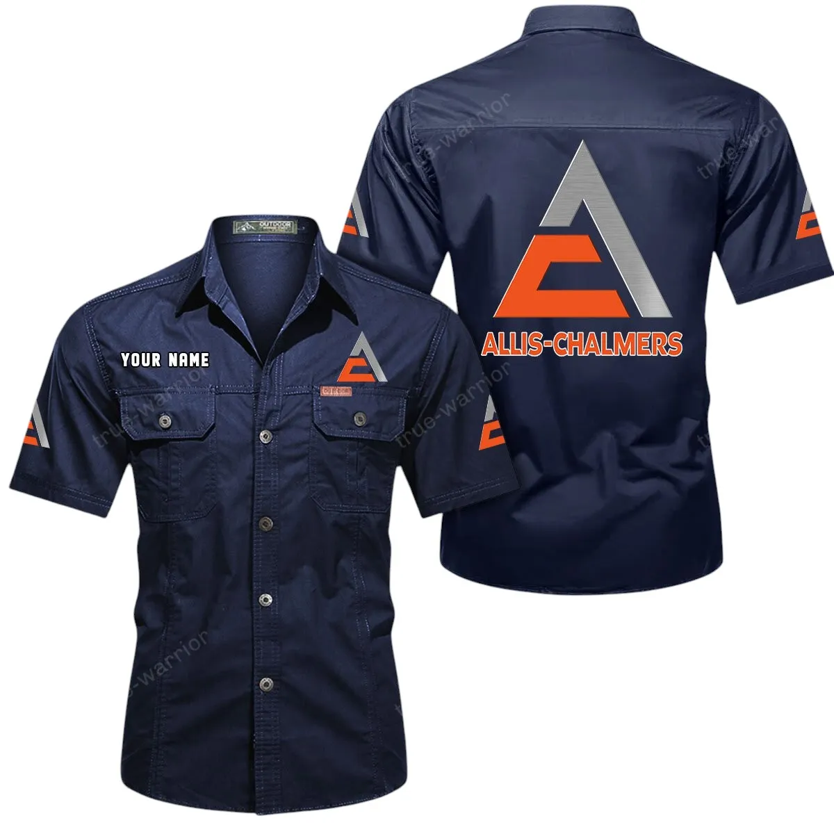 Farm Tractor Lovers Gift Short Sleeved Shirt, Button Up Shirt Exclusive Logo For Car Owners CAR444052625957 - Dark Blue