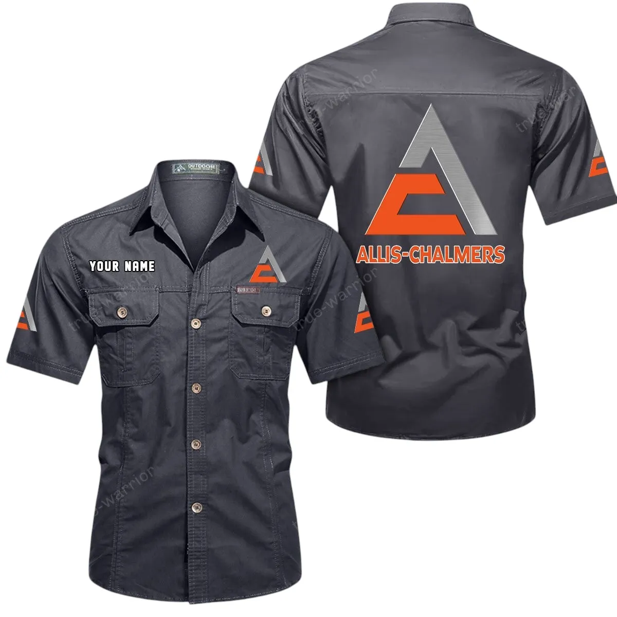 Farm Tractor Lovers Gift Short Sleeved Shirt, Button Up Shirt Exclusive Logo For Car Owners CAR444052625957 - Gray