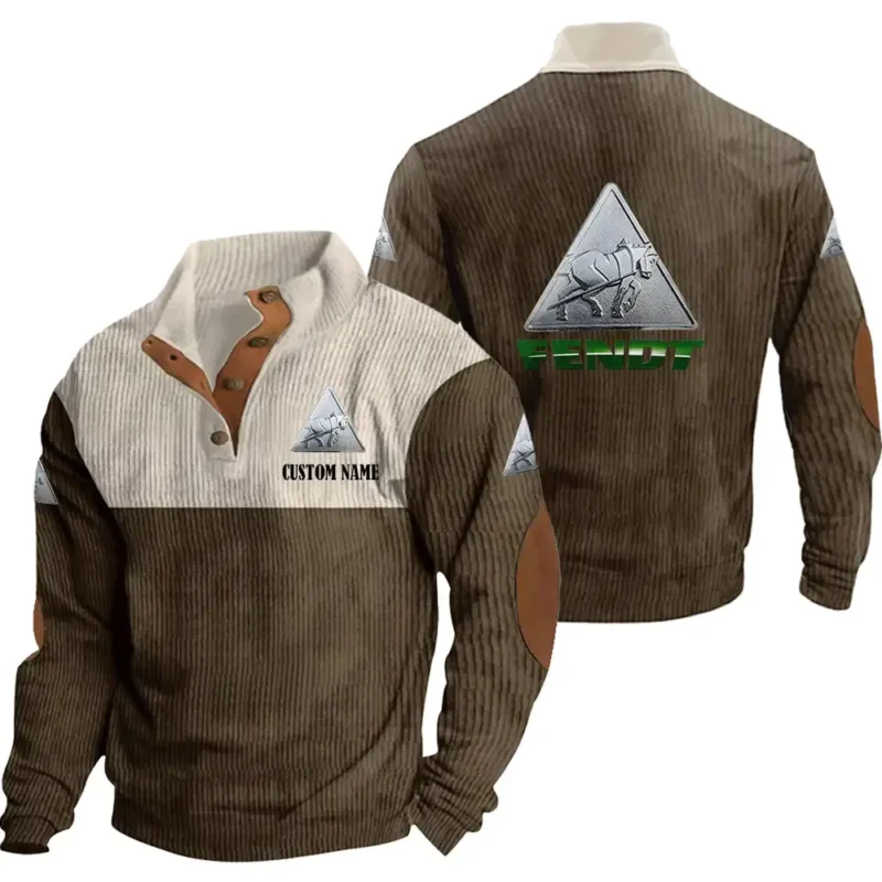 Tractor Men's Stand Up Collar Base Shirt, Collar Hoodie Exclusive Logo For Car Motorcycles Fans CAR20012066 - Brown