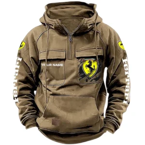 Red Supercar Hoodie Tactical Quarter Zip, Hoodie Exclusive Logo For Red Supercar Lovers CAR164022425143 - Khaki