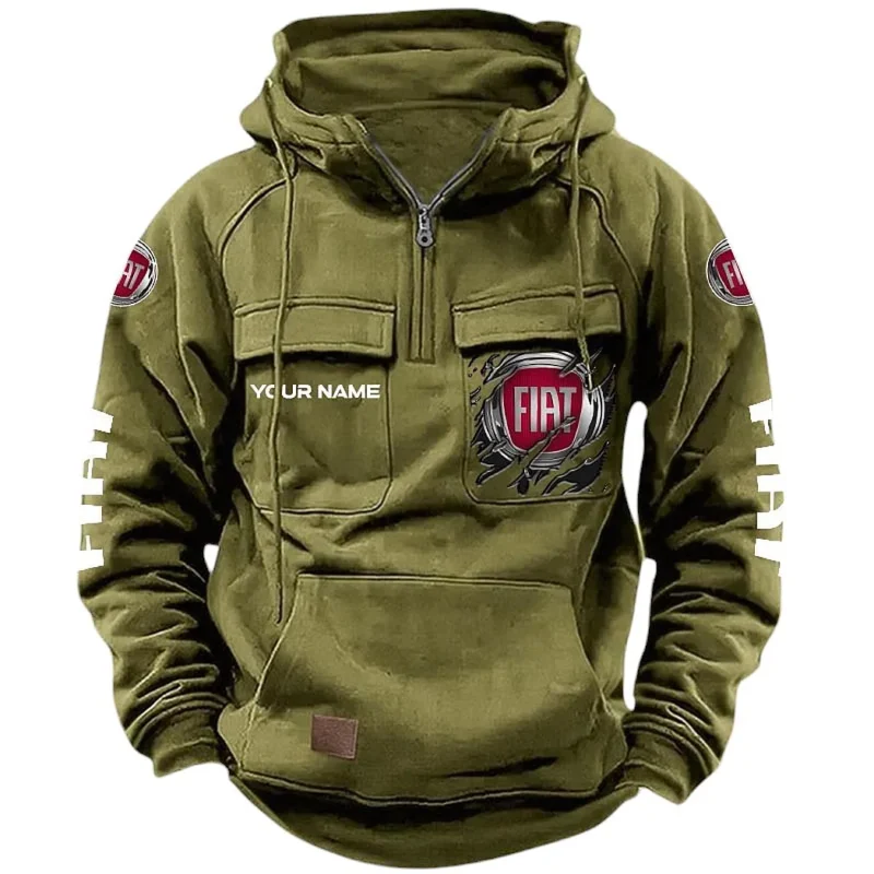Car Hoodie Tactical Quarter Zip, Hoodie Exclusive Logo For Car Lovers CAR164022425136 - Army Green