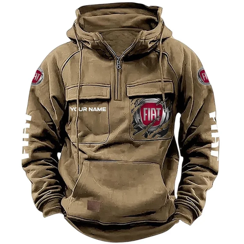 Car Hoodie Tactical Quarter Zip, Hoodie Exclusive Logo For Car Lovers CAR164022425136 - Khaki