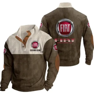 Car Men's Stand Up Collar Base Shirt, Collar Hoodie Exclusive Logo For Car Motorcycles Fans CAR20012067 - Brown
