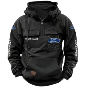 Vintage Car Hoodie Tactical Quarter Zip, Hoodie Exclusive Logo For Vintage Car Lovers CAR164022425134 - Black