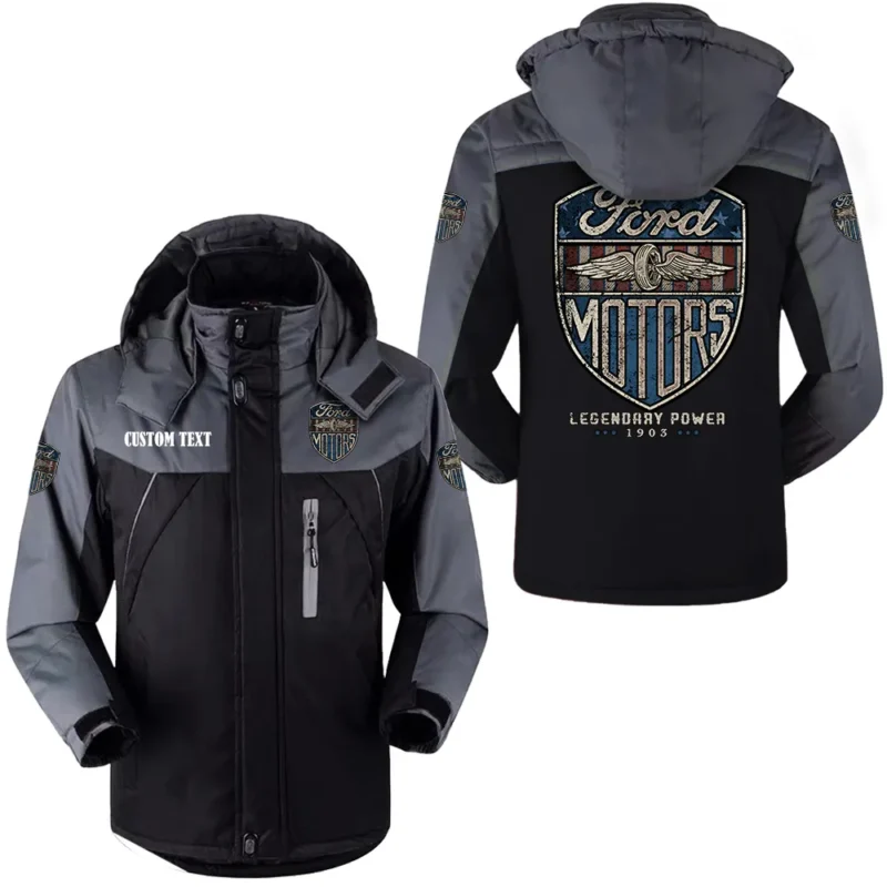 Vintage Car Legendary Power 1903 Outdoor Charging Suit, Exclusive Logo Fleece Truckket For Car Fans HFLJ0112312047 - Black