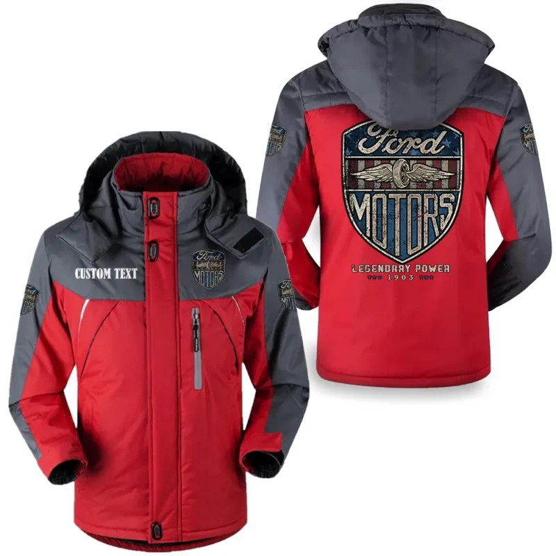 Vintage Car Legendary Power 1903 Outdoor Charging Suit, Exclusive Logo Fleece Truckket For Car Fans HFLJ0112312047 - Red