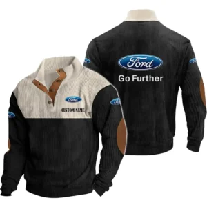 Vintage Car Men's Stand Up Collar Base Shirt, Collar Hoodie Exclusive Logo For Car Motorcycles Fans CAR20012069 - Black