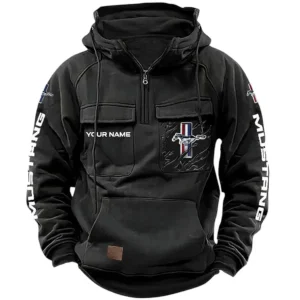 Classic Muscle Car Hoodie Tactical Quarter Zip, Hoodie Exclusive Logo For Classic Muscle Car Lovers CAR164022425125 - Black