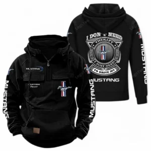 Classic Muscle Car Hoodie Tactical Quarter Zip, Hoodie Exclusive Logo For Car Owners CAR106021525006 - Black
