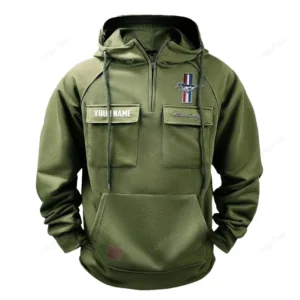 Classic Muscle Car Hoodie Tactical Quarter Zip, Hoodie Exclusive Logo For Classic Muscle Car Lovers - Army Green CAR109021425333-1