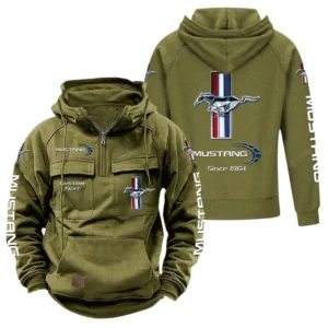 Classic Muscle Car Hoodie Tactical Quarter Zip, Hoodie Exclusive Logo For Classic Muscle Car Lovers - Army Green CAR96021425678-1