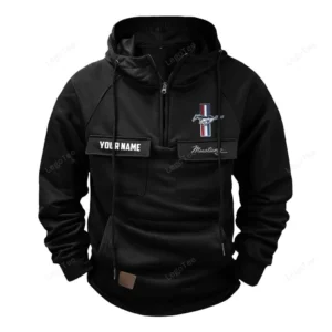 Classic Muscle Car Hoodie Tactical Quarter Zip, Hoodie Exclusive Logo For Classic Muscle Car Lovers - Black CAR109021425333-2