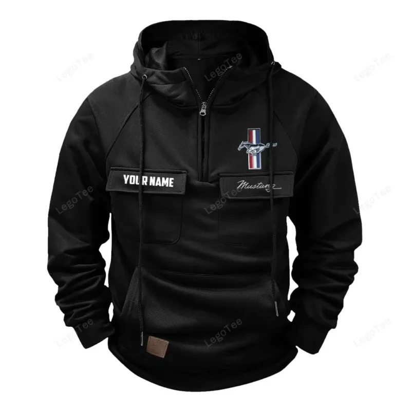 Classic Muscle Car Hoodie Tactical Quarter Zip, Hoodie Exclusive Logo For Classic Muscle Car Lovers - Black CAR109021425333-2