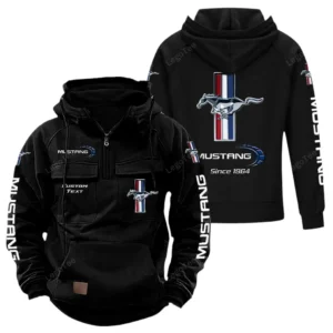 Classic Muscle Car Hoodie Tactical Quarter Zip, Hoodie Exclusive Logo For Classic Muscle Car Lovers - Black CAR96021425678-2