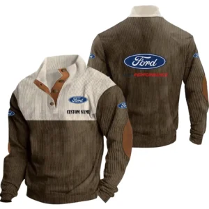 Vintage Car perforTrucksce Men's Stand Up Collar Base Shirt, Collar Hoodie Exclusive Logo For Car Motorcycles Fans CAR20012071 - Brown