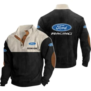 Vintage Car Racing Men's Stand Up Collar Base Shirt, Collar Hoodie Exclusive Logo For Car Motorcycles Fans CAR20012072 - Black