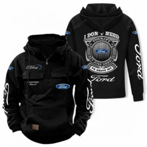 Vintage Car Hoodie Tactical Quarter Zip, Hoodie Exclusive Logo For Car Owners CAR106021525002 - Black