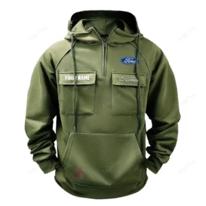 Vintage Car Hoodie Tactical Quarter Zip, Hoodie Exclusive Logo For Vintage Car Lovers - Army Green CAR109021425337-1