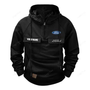 Vintage Car Hoodie Tactical Quarter Zip, Hoodie Exclusive Logo For Vintage Car Lovers - Black CAR109021425337-2