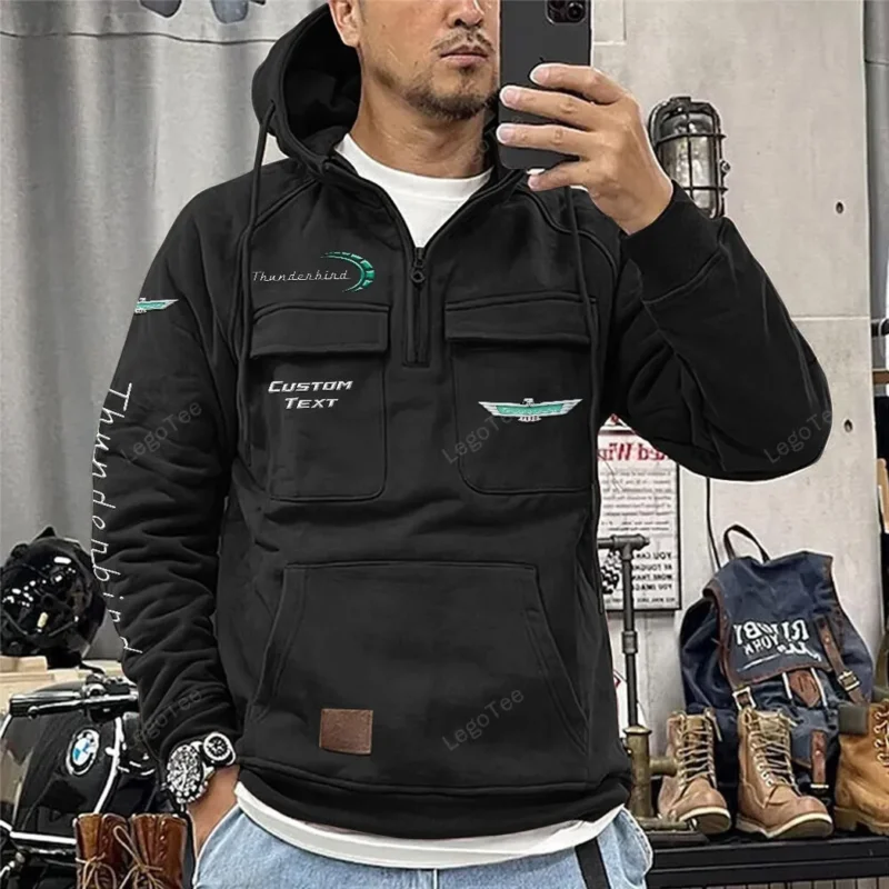 Retro Auto Hoodie Tactical Quarter Zip, Hoodie Exclusive Logo For Car Owners CAR106021525038 - Black - Image 2