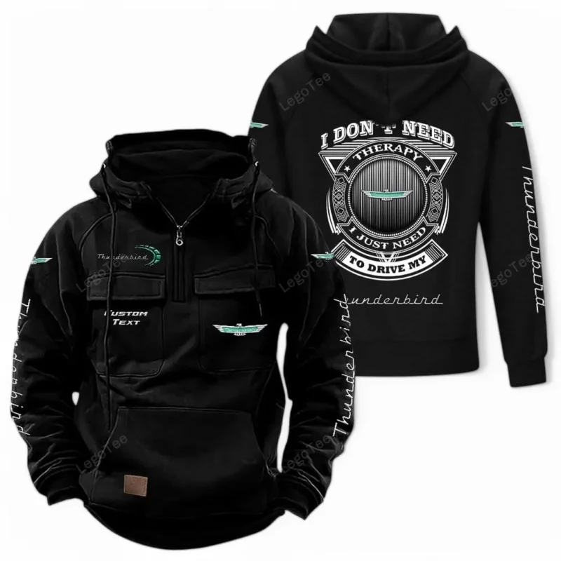 Retro Auto Hoodie Tactical Quarter Zip, Hoodie Exclusive Logo For Car Owners CAR106021525038 - Black