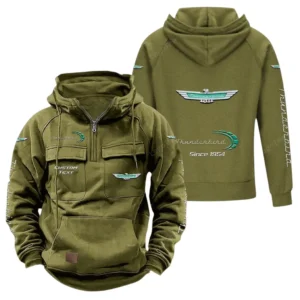 Retro Auto Hoodie Tactical Quarter Zip, Hoodie Exclusive Logo For Retro Auto Lovers - Army Green CAR96021425720-1