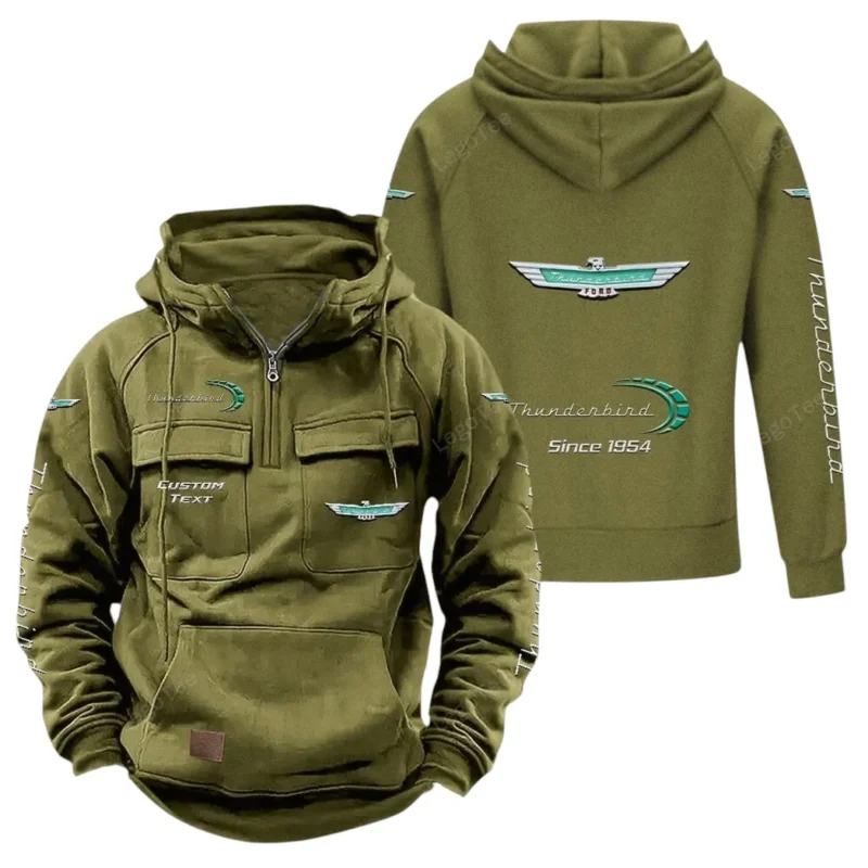 Retro Auto Hoodie Tactical Quarter Zip, Hoodie Exclusive Logo For Retro Auto Lovers - Army Green CAR96021425720-1