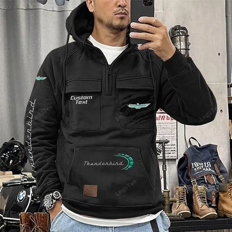 Retro Auto Hoodie Tactical Quarter Zip, Hoodie Exclusive Logo For Retro Auto Lovers - Black CAR122021425038-2 - Image 2