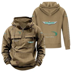 Retro Auto Hoodie Tactical Quarter Zip, Hoodie Exclusive Logo For Retro Auto Lovers - Khaki CAR96021425720-4