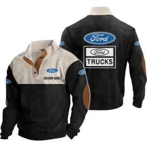 Truck Men's Stand Up Collar Base Shirt, Collar Hoodie Exclusive Logo For Car Motorcycles Fans CAR20012074 - Black