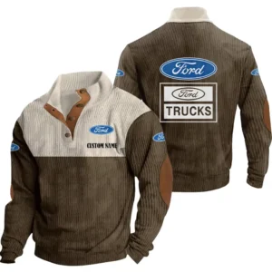Truck Men's Stand Up Collar Base Shirt, Collar Hoodie Exclusive Logo For Car Motorcycles Fans CAR20012074 - Brown