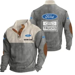 Truck Men's Stand Up Collar Base Shirt, Collar Hoodie Exclusive Logo For Car Motorcycles Fans CAR20012074 - Grey